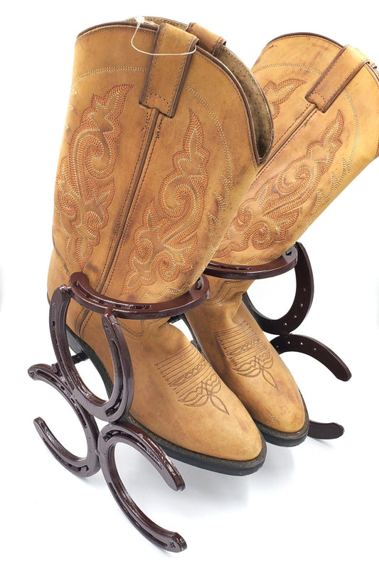1 pair Horseshoe Cowboy Boot Rack - Black Flag Steel