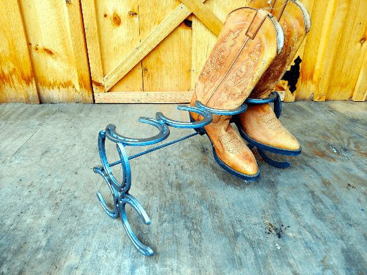 2 Pair Horseshoe Boot rack - Black Flag Steel