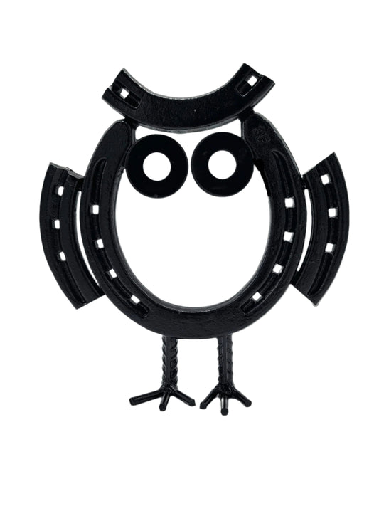 Metal Horseshoe Owl Sculpture