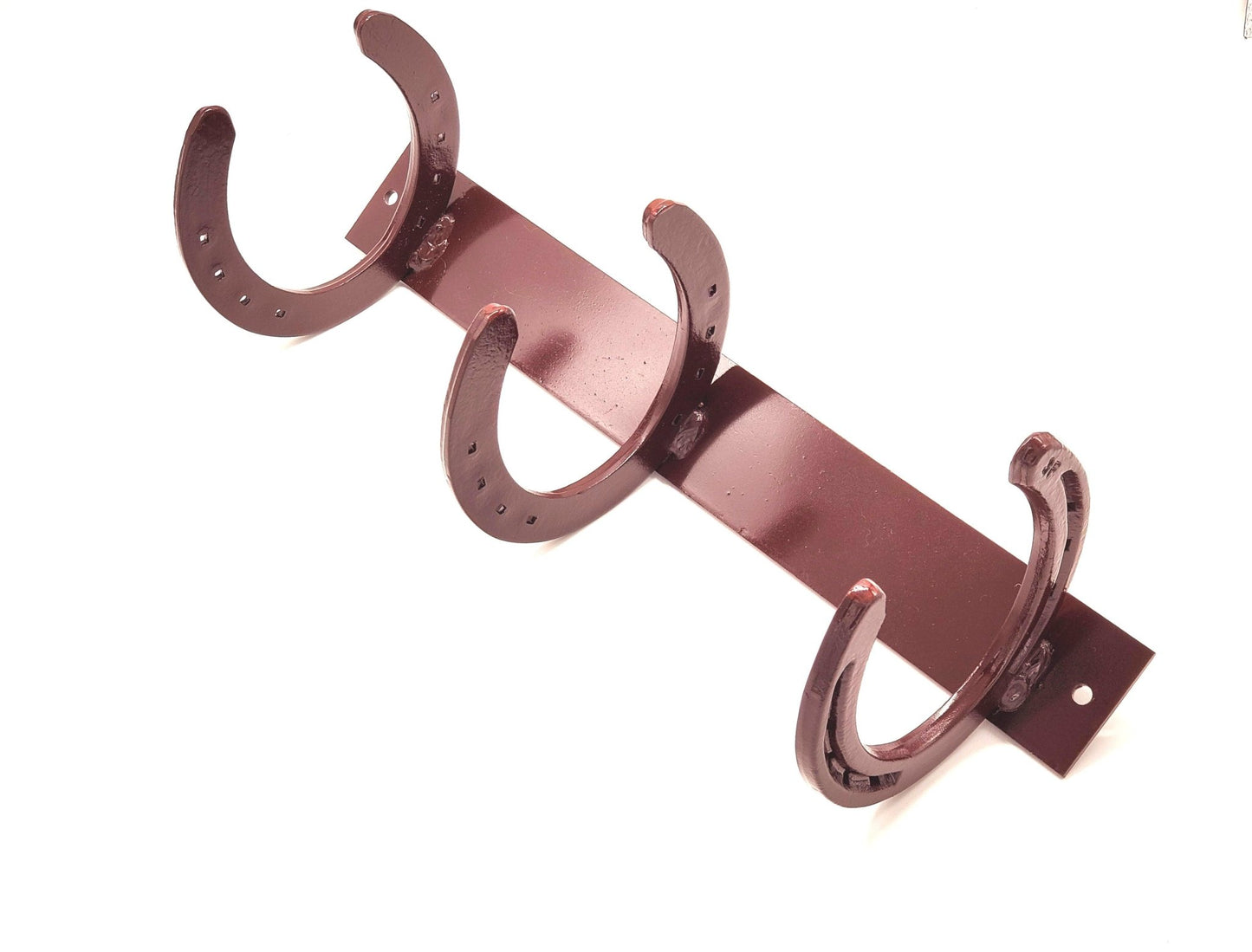 3 Hook Horseshoe Farmhouse Wall Hanger - Black Flag Steel