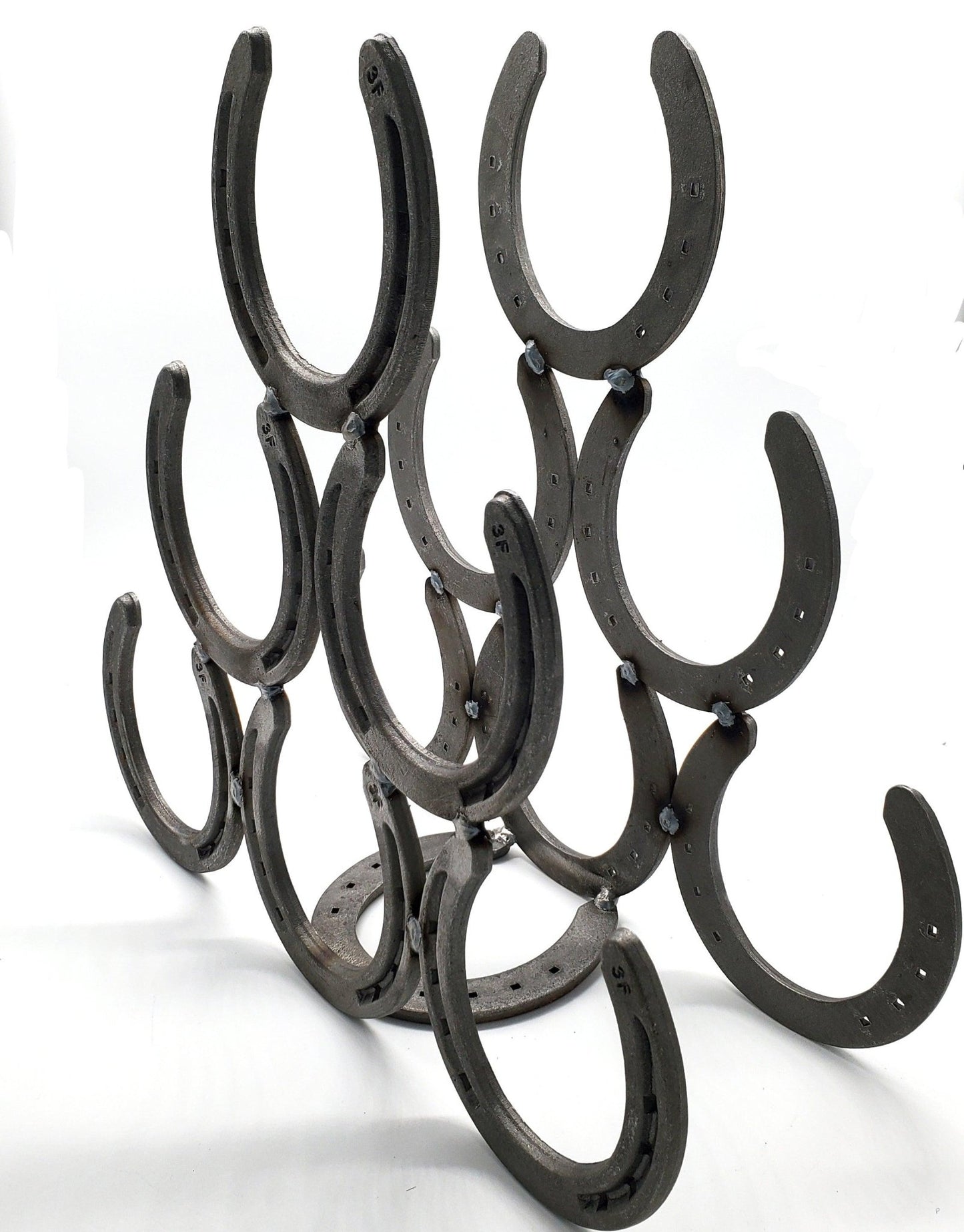 6 bottle Metal Horseshoe Wine Bottle Holder - Black Flag Steel
