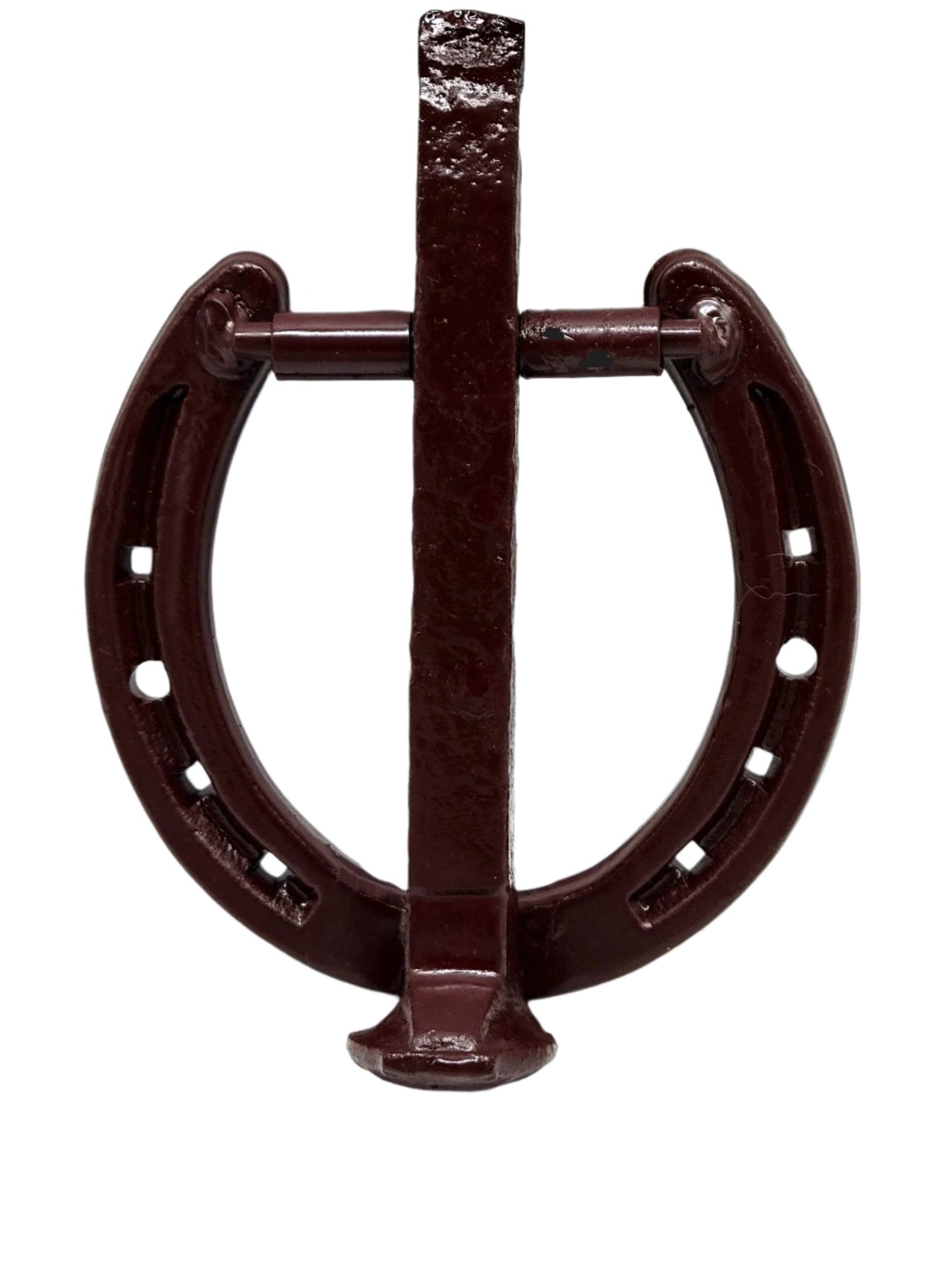 Horseshoe and Railroad Spike rustic door knock - Black Flag Steel
