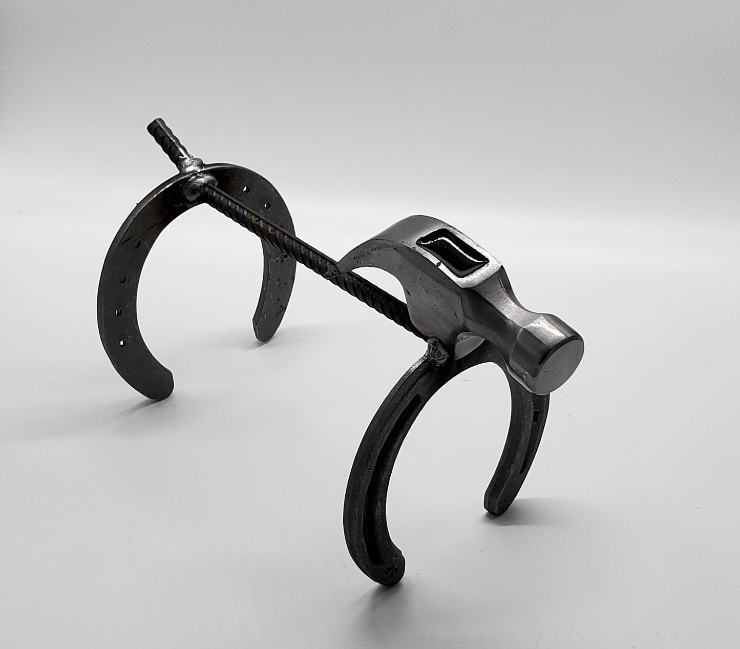 Metal Horseshoe Dog Statue - Black Flag Steel