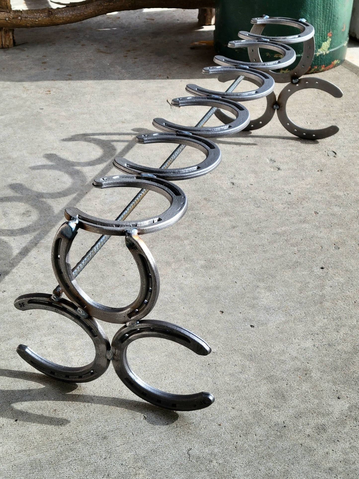 Rustic Metal Horseshoe Boot Rack - Black Flag Steel