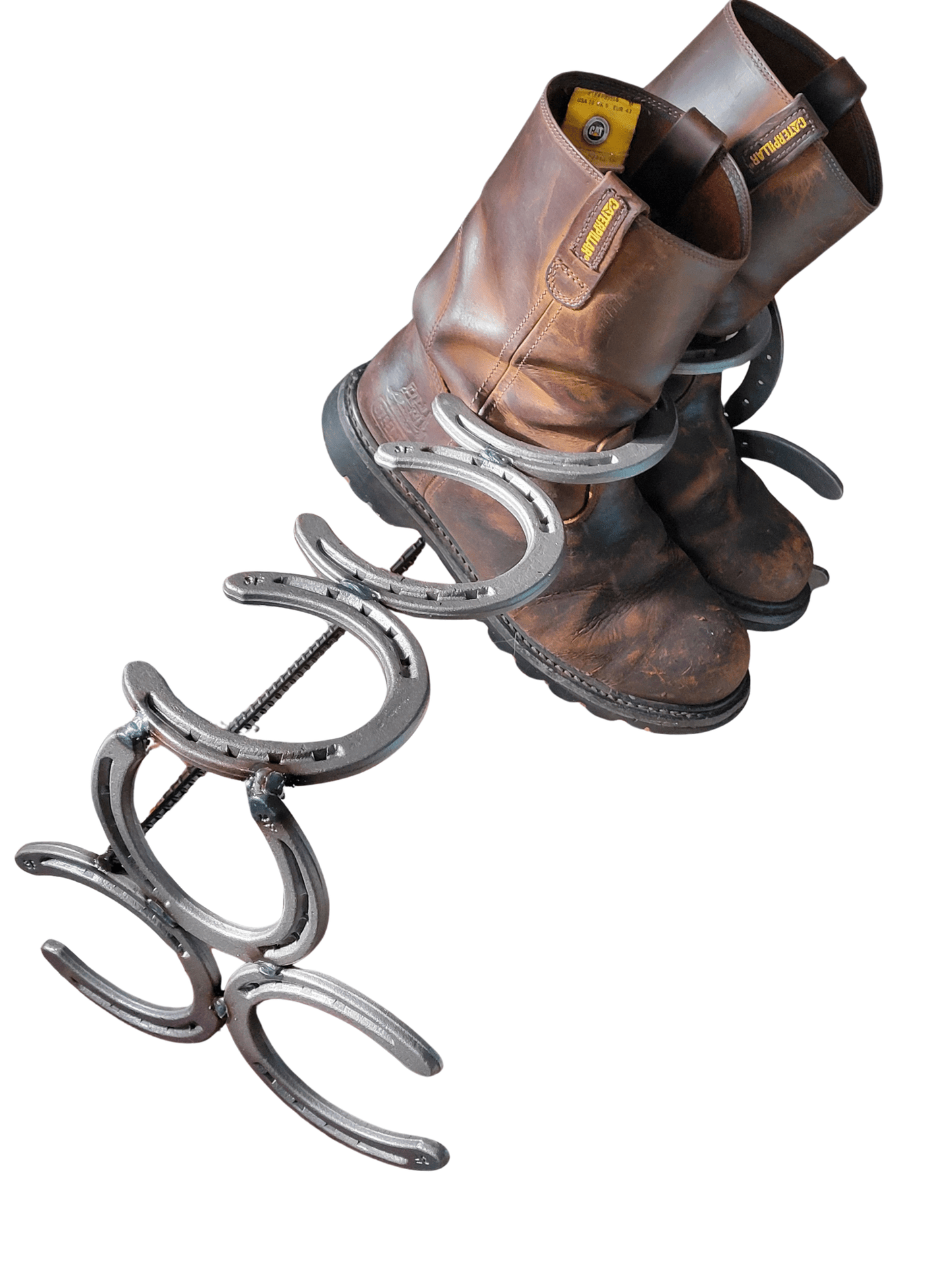 Rustic Metal Horseshoe Boot Rack - Black Flag Steel