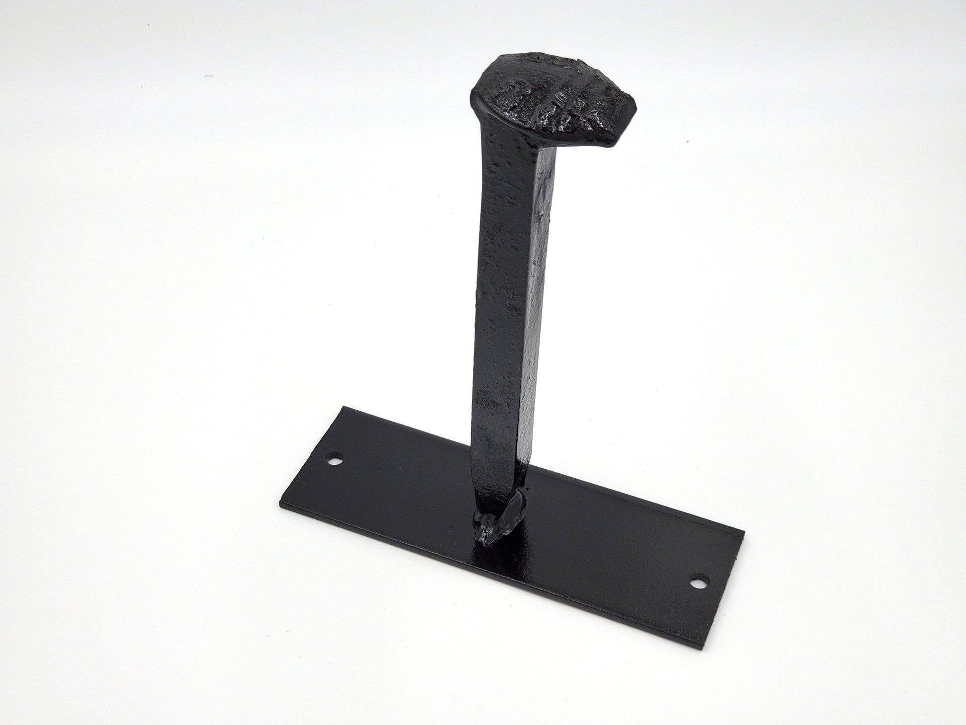 Rustic metal railroad spike hook - Black Flag Steel
