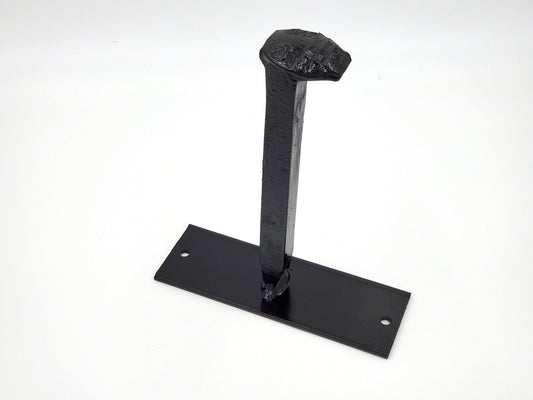 Rustic metal railroad spike hook - Black Flag Steel