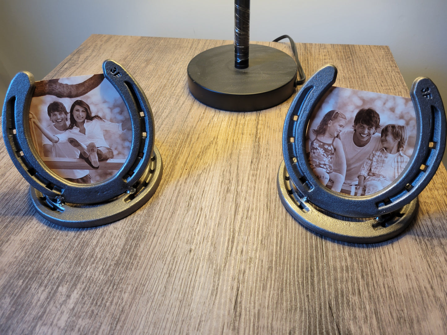 Handmade Horseshoe Picture Frame Set (2) – Rustic Metal Photo Display with Magnetic Back