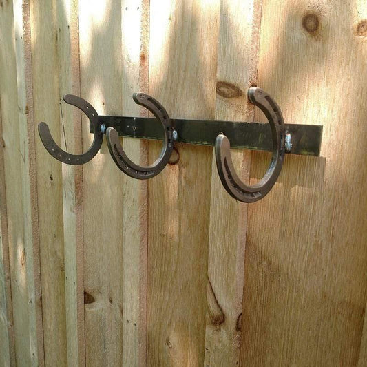 3 Hook Horseshoe Farmhouse Wall Hanger - Black Flag Steel