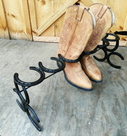 Handmade Horseshoe Boot Rack – Heavy-Duty Rustic Organizer