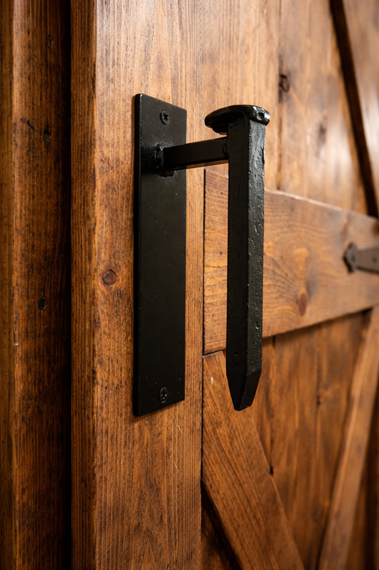 Hand-Forged Railroad Spike Barn Door Handle | Rustic Industrial Pull