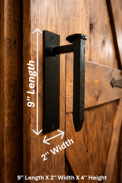 Rustic Hand-Forged Barn Door Pull – 9" Industrial Railroad Spike Handle for Gates & Farmhouse Decor