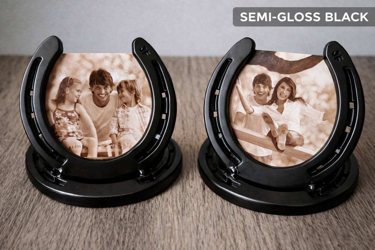 Handmade Horseshoe Picture Frame Set (2) – Rustic Metal Photo Display with Magnetic Back