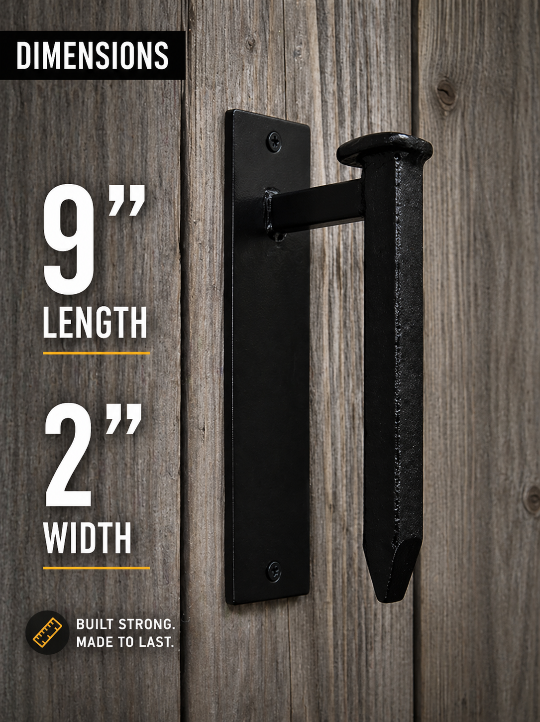 Hand Forged Railroad Spike Barn Door Handle – Rustic Farmhouse Door Pull – 9"