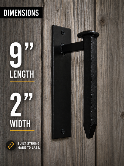 Hand Forged Railroad Spike Barn Door Handle – Rustic Farmhouse Door Pull – 9"