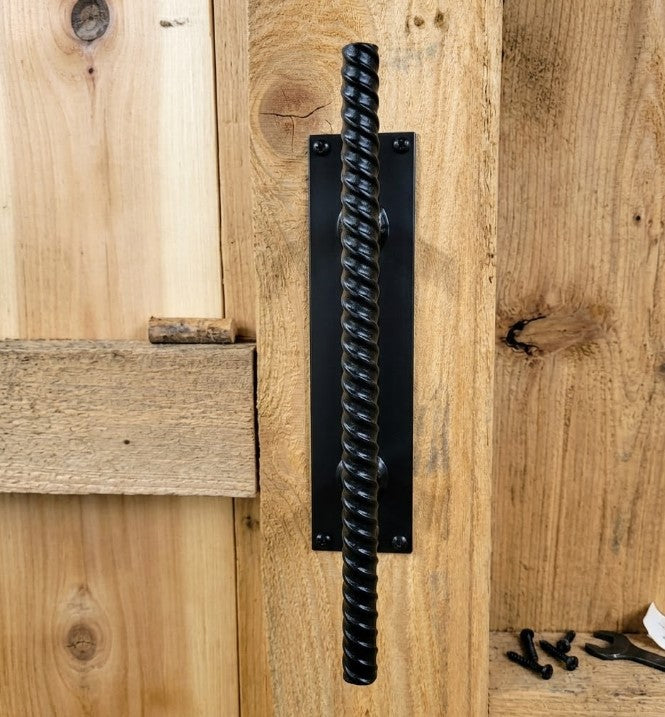 Rustic Rebar Door Handle – Heavy Duty Industrial Steel Pull | Black Flag Steel