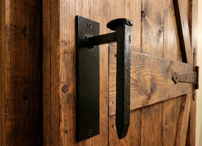 Hand-Forged Railroad Spike Barn Door Handle | Rustic Industrial Pull