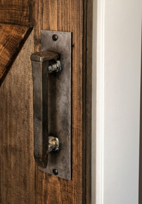Hand-Forged Railroad Spike Iron Door Handle – Rustic Barn Door & Gate Pull