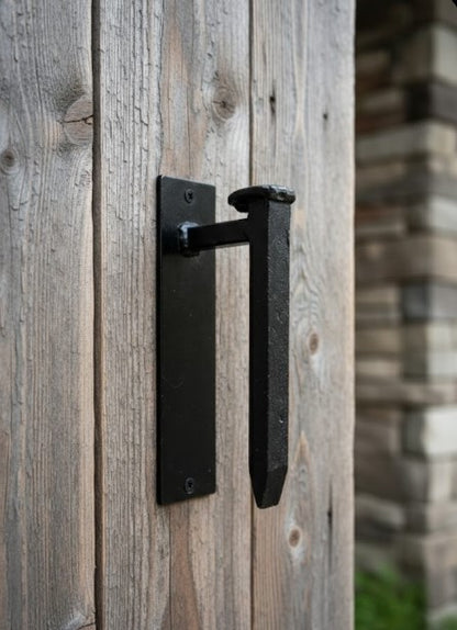 Rustic Hand-Forged Barn Door Pull – 9" Industrial Railroad Spike Handle for Gates & Farmhouse Decor