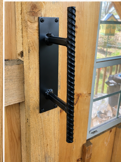 Rustic Rebar Door Handle – Heavy Duty Industrial Steel Pull | Black Flag Steel