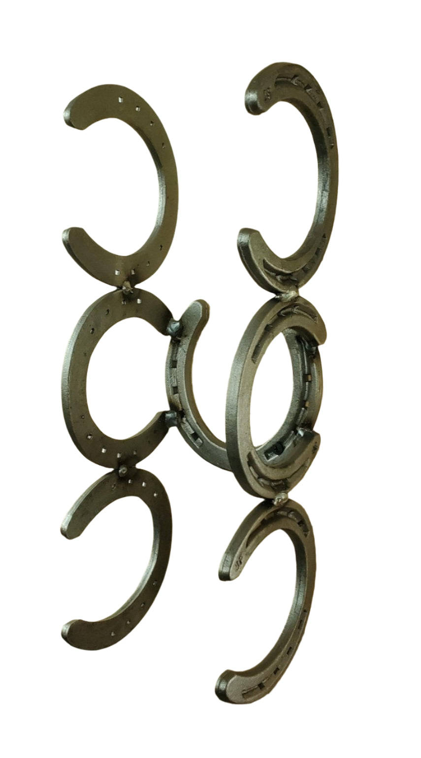 Horseshoe Wall Mounted 3 Bottle Wine Holder - Black Flag Steel