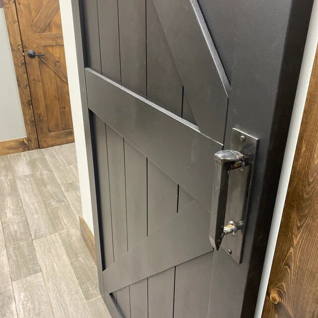 Hand-Forged Railroad Spike Iron Door Handle – Rustic Barn Door or Cabinet Pull